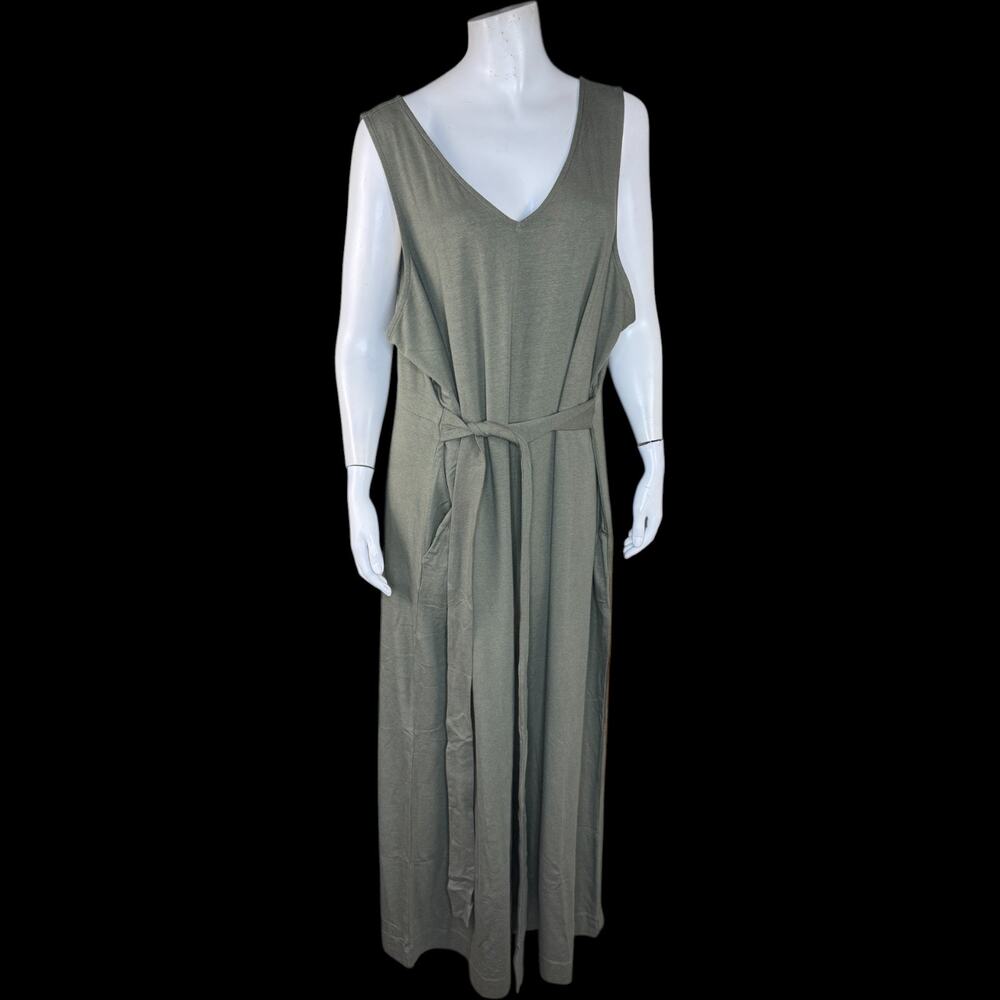 Encore Idina Menzel Romper Olive Green Knit Sleeveless V-Neck Jumpsuit‎ 2X